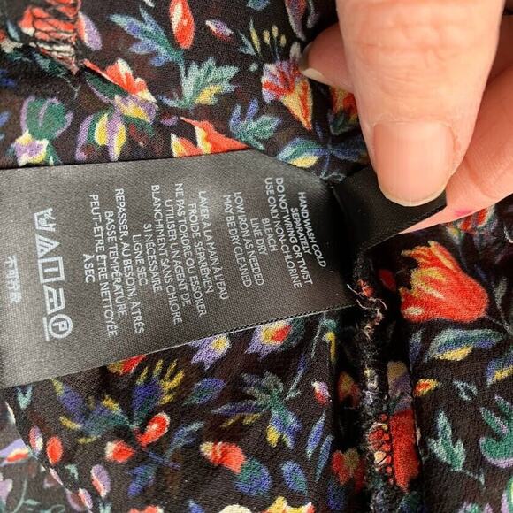 Anthropologie Helene Floral Ruffle Trim Boho Tunic Dress Size Small Oversized - Picture 11 of 12